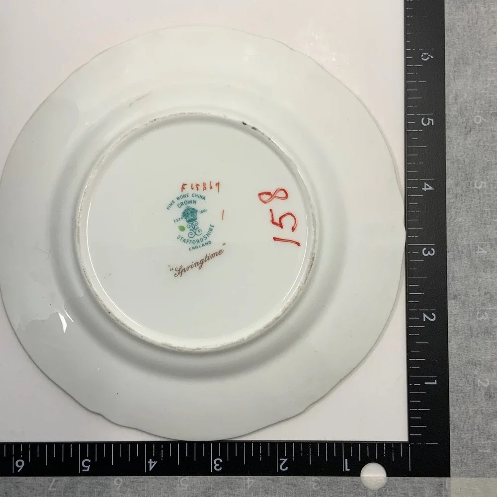 Vintage Crown Staffordshire Springtime Fine Bone China Floral Plate 6.25in